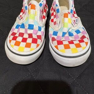 Vans Kids Slip-On Checkerboard Sneakers in Rainbow Colors